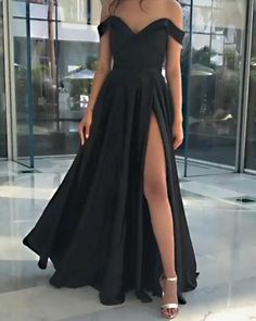 Full Length Satin Dress For Prom, Full Length Satin Prom Dress, Black Satin Dresses With Boning, Party Satin Dress With V-neck And Sweep Train, Black Satin Maxi Dress For Banquet, Satin Evening Dress With Boning, V-neck Satin Gown For Prom, Satin V-neck Gown For Prom, Satin V-neck Banquet Dress