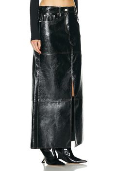 Find STAND STUDIO Francie Long Skirt on Editorialist. STAND STUDIO Francie Long Skirt in Black 50% polyurethane 50% viscose. Made in China. Dry clean only. Unlined. Zip fly with button closure. Item not sold as a set. SDIF-WQ2. 62218-8977. About the designer: Sleek Black Full-length Skirt, Sleek Full Length Black Skirt, Sleek Black Long Skirt, Sleek Full-length Black Skirt, Modern Black Midi Pencil Skirt, Modern Black Pencil Skirt For Spring, Modern Black Spring Pencil Skirt, Spring Modern Black Pencil Skirt, Black Leather Long Skirt