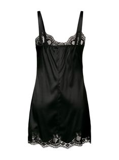 Dolce & Gabbana lace-detail Satin Slip Dress - Farfetch Elegant Black Slip Dress With Delicate Lace, Sleeveless Satin Slip Dress For Daywear, Night Fitted Dress With Contrast Lace, Sleeveless Satin Finish Slip Dress For Daywear, Night Dresses Fitted With Contrast Lace, Fitted Dress With Contrast Lace For Night, Fitted Contrast Lace Dress For Night, Nighttime Spaghetti Strap Dress With Delicate Lace, Sleeveless Evening Slip Dress With Delicate Lace