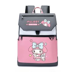 This charming Kuromi character backpack is perfect for children who enjoy stylish and functional accessories. Ideal for school, travel, or daily activities, this backpack combines practical storage with a fun design. Features:- Material: Made from durable polyester, ensuring longevity and easy maintenance. Intended Age Range: Suitable for children aged 6 and up. Special Features: Adjustable padded shoulder straps for comfort and a spacious main compartment with an additional front zippered pocke Cute Cartoon Print Backpack For Travel, Cute Cartoon Print Travel Backpack, Cute Travel Backpack With Cartoon Print, Pink Cartoon Print Travel Bag, Cute School Backpack With Cartoon Print, Pink School Bag With Cartoon Print, Cartoon Backpack For Daily Use, Cute Kawaii Backpack For School, Kawaii Backpack With Cute Design For School