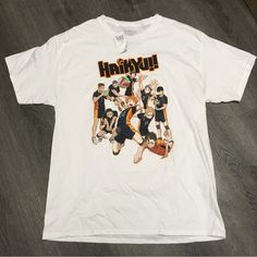 Brand New With Tags Haikyuu Anime Shirt Hot Topic Mens X-Large White Graphic Tee Volleyball Cosplay Measurements In Photos Non Smoking Home Happy To Bundle. No Lowball Offers Please Stop Back In, I Add Cool New Items Daily. White Cotton Tops For Fan Events, White Character Print Tops For Fan Events, White Cotton Tops For Fan Conventions, White Shirt With Character Print For Fans, White Graphic Print Shirt For Fan Conventions, White Sports T-shirt With Character Print, White Harajuku Style Fan Merchandise T-shirt, White Harajuku T-shirt For Fan Merchandise, White Anime Print Tops For Fans