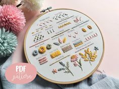 an embroidery kit with flowers and pins on it