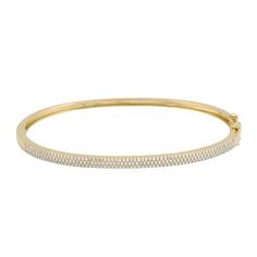 Classic 3-Row Diamond Pave Bangle Bangle Bracelet Gold, Pave Bangle, Classic Bangles, Accesories Jewelry, Classic Bracelets, Wedding Jewelry Bracelets, Diamond Bangle, Hinged Bangle, Quality Diamonds