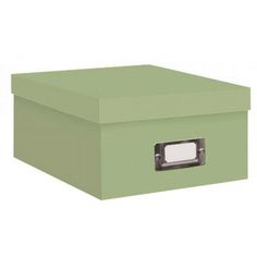 a green box with a metal latch on it