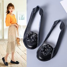 Piery Women's Casual Flat Shoes | Ultrasellershoes.com – Ultra Seller Shoes Black Slip-on Flats For Spring, Spring Black Round Toe Flats, Black Casual Flats For Spring, Casual Black Flats For Spring, Black Casual Spring Flats, Black Spring Flats With Rubber Sole, Black Flats With Rubber Sole For Spring, Spring Comfortable Almond Toe Flats, Trendy Closed Toe Flats For Fall