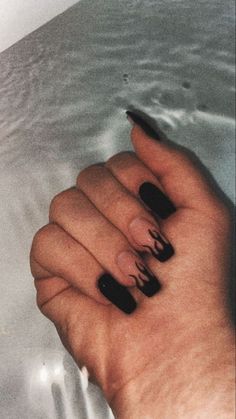 Black Acrylic Nails, Punk Nails, Anime Nails, Grunge Nails, Cute Gel Nails, Black Nail, Acrylic Nails Coffin Short, Short Acrylic Nails Designs