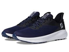 men's under armour running shoes in navy blue and white colorway, front view