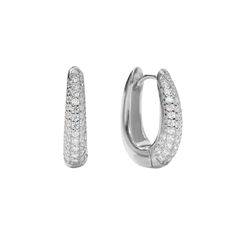 Elevate your style with our Pave Silver U Dome Hoop Earrings, featuring a sleek U-shaped design adorned with shimmering pave stones. These stunning earrings blend modern sophistication with timeless glamour, perfect for any occasion. Enhance your accessory collection with these chic and versatile hoops, designed to add a touch of refined sparkle to your ensemble. Made with 100% recycled Sterling Silver base ensuring lasting quality.  This product is waterproof, tarnish-free, sweatproof, hypoalle Glamorous Jewelry, August Birthstone Jewelry, July Birthstone Jewelry, Jewelry Ring Box, Pearl Jewellery Earrings, Sterling Silver Hoop Earrings, Men's Jewelry Rings, Chic Jewelry, Evil Eye Jewelry