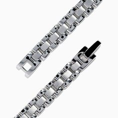 Effy Men's 925 Sterling Silver Chain Link Onyx Bracelet 6.80 TCW Classic Polished Link Bracelets, Classic Link Bracelets With Polished Finish, Stainless Steel Link Bracelets For Formal Occasions, Classic Silver Stainless Steel Bracelets, Formal Link Bracelet With Bracelet Strap, Silver Bracelet With Polished Rectangular Links, Timeless Silver Bracelets With Rectangular Links, Classic Silver Chain Bracelets, Elegant Link Bracelet With Stainless Steel Clasp