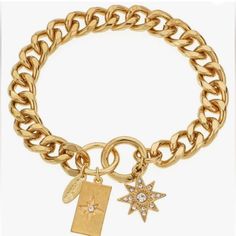 Ettika Starry Charms 18k Gold Plated Chain Link Bracelet Size: Os Ettika Nwt. - 18kt Gold Plated - Steel And Brass Category Women Jewelry Bracelets Size Os Color Gold Ettika Jewelry, Wrap Choker Necklace, Trending Bracelets, Leather Choker Necklace, Silver Plated Bracelet, Gold Plated Bracelets, Gold Plated Chains, Gold Studs, Bracelet Sizes