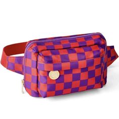 Nwt Rowing Blazers X Target Belt Bag. Can We Worn As A Belt Bag Or Mini. Checkered Belt, Target Backpack, Women's Rowing, Plaid Backpack, Rowing Blazers, Womens Tie, Waist Pack, Rowing, Purple Fashion