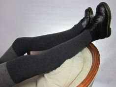 "Gray Over the Knee Socks Leg Warmers Charcoal Grey Thigh High Knit Boot Sock for Women Footless Socks Can be pulled up high to show over boots or scrunched down low around ankle A great opaque leg VACATIONHOUSE Fine Quality Hats, Beanies, Leather Jewelry, Leather Hair Wraps & Accessories. Luxury Fibers & Italian Leathers www.Vacationhouse.etsy.com Actual measurements Length 25\" high From Ankle to top (long) Width at top edge Medium- 8\".. 17.5\" fully stretched Contents: 80% Cotton 10% Casual Gray Tights For Fall, Casual Gray Fall Tights, Casual Fitted Gray Stockings, Gray Stretch Knee-high Hosiery, Stretch Gray Knee-high Hosiery, Casual Gray Knee-high Stockings, Gray Fitted Casual Legwear, Casual Gray Thigh-high Legwear, Casual Gray Knee-high Legwear