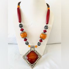 These Beautiful Himalayan Necklaces Having Unique Design Long Necklace Will Be A Perfect Touch To Your Outfit N Clothes. Beaded Necklaces For Festivals As Gifts, Beaded Necklaces For Festivals And Gifts, Necklaces With Large Beads As Festival Gifts, Festive Necklaces With Colorful Beads For Gifts, Festival Gift Necklaces With Colorful Beads, Festival Gift Necklace With Colorful Beads, Festive Gift Necklaces With Colorful Beads, Large Beads Jewelry For Festivals And Gifts, Orange Beaded Amulet Jewelry