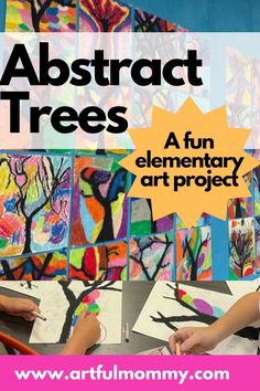 two children are working on their art project with the words abstract trees