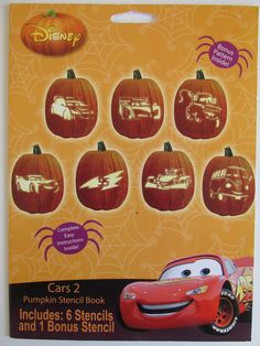 the cars pumpkin stencil book includes 6 designs and 1 person stencil