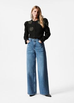 Jeans featuring a wide, long silhouette and a classic 5-pocket denim finish.• Regular waist• Wide leg• Extra length• Rigid• Belt loops• Zip fly with button closure Winter Staples, Wide Leg Jeans Outfit, Wide Legged Jeans, Tights Fashion, Wool Sweater Dress, Cable Knit Jumper, Printed Midi Skirt, Long Jeans, Dress Images