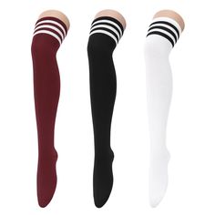 PRICES MAY VARY. Breathable & Comfortable: Thigh high socks have good elasticity and breathability, not easy to slip off, ensuring that you can wear them comfortably for a long time; they are not easy to pilling, sweat-absorbent and breathable, they are women's Thigh socks that can be used many times for a long period of time, suitable for spring, summer, autumn and winter wearing in all seasons. Package Quantity & Size: Package includes 3 pairs of Classic Tri-Stripe Over The Knee Socks, for com White Thigh High Socks, Black Thigh High Socks, White Knee Socks, Black Knee High Socks, Thigh High Leg Warmers, White Knee High Socks, White Thigh Highs, Thigh Socks, Womens Knee High Socks