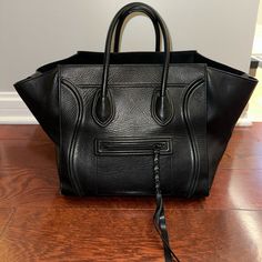 Previously Loved Authentic Celine Medium Phantom Bag In Black Pebbled Leather Length: 12 In Height: 11 In Width: 10 In Drop: 5 In Black Pebbles, Celine Bags, Womens Tote Bags, Pebbled Leather, Leather, Black, Color