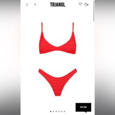 Ordered Wrong Size And Never Worn Or Tried On! Too Late To Exchange. Santiary Sticker Still Attached. Beautiful Red Color! Paid $127 From The Triangl Website! Obo Triangl Swimsuit, Triangl Swim, Triangle Swimsuit, Triangl Swimwear, Pink Sparkly, Red Swimsuit, Printed Swim, Red Fashion, Too Late