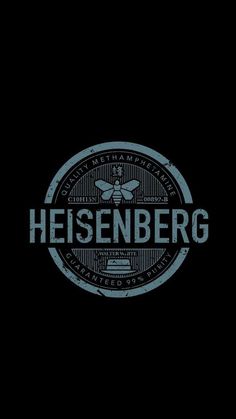 the heiseenberg logo is shown on a black background with blue and white lettering