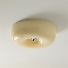 an overhead view of a light fixture on a white wall with no one in it