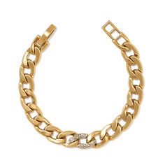 This bracelet has an opulent look. The Cleo Collection (named for Cleopatra) features pave crystals and links. Luxury Gold-plated Polished Bracelets, Classic Hallmarked Gold Link Bracelet, Luxury Gold-tone Link Bracelets, Luxury Gold-tone Chain Link Bracelets, Candle Ribbon, Luxury Gold-tone Polished Finish Chain Bracelet, Handbag Charms, Anklet Bracelet, Jewelry Tree