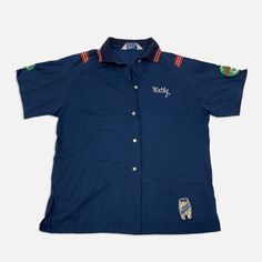 Hilton bowling shirt 1950-60s Size: 40 chest-23” sleeve-14” top to bottom-27” Bowling Shirt, Bowling Shirts, Bowling, Casual Button Down Shirt, Men's Polo Shirt, Men Casual, Navy Blue, Navy, Mens Tops