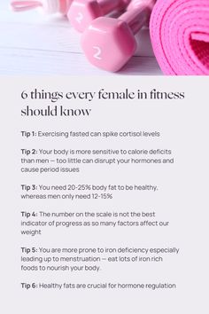 fitness, women, women's health, information, wellness, workout, gym, facts Gym Facts, Fitness Tips For Women, Iron Rich Foods, Iron Rich, Fitness Women, Cortisol Levels, Calorie Deficit, Health Information, Moving Tips