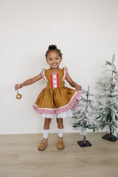 Joy and Gingerbread Girls Pinafore Dress - Etsy Australia Gingerbread Outfit, Cotton Candy Costume, Gingerbread Dress, Concert Dress, Girls Pinafore Dress, Toddler Christmas Outfit, Candy Costumes, Girls Pinafore, Christmas Fits