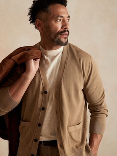 A timeless layering piece, our classic cardigan is reimagined with soft, organic cotton and garment dyed for depth of color.  Every piece is one-of-a-kind.  ORGANIC: Made with certified, organically grown cotton that's easier on the earth.  Button fr Coconut Husk, Stylish Men Casual, Classic Cardigan, Sweater Men, Cotton Cardigan, Cotton Sweater, Layering Pieces, Stylish Men, The Earth