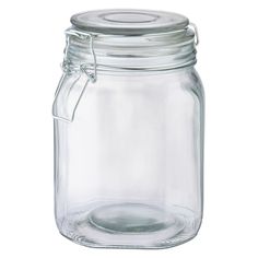 a large glass jar with a metal lid