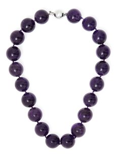 Amethyst 18K White Gold Secure Clasp Stone Carat: 1000ct. (carats) I 20 round balls- + 45cm length Size: 20mm, 45cm length One of a Kind Designed & Handmade US & Brazil Luxury Single Strand Round Beaded Necklace, Luxury Round Gemstone Beaded Necklaces, Luxury Faceted Beaded Necklace For Formal Occasions, Luxury Formal Faceted Beaded Necklaces, Luxury Formal Faceted Beaded Necklace, Luxury Beaded Necklaces, Elegant Amethyst Round Bead Necklaces, Elegant Amethyst Necklaces With Round Beads, Formal Amethyst Round Pendant Necklace