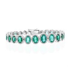 18k White Gold Stackable Emerald Diamond Big Bracelet, 6.75 Inch Length Natural Emerald Green Gemstone Unique Bracelet Jewelry Gift Women STONE DETAILS : ❋ Stone : Natural Emerald ❋ Stone Size : Mix Size ❋ Stone Weight : 9.45 Cts. Approx. ❋ Stone Shape : Oval Cut ❋ Stone Type : Natural ❋ Diamond Weight : 1.12 Cts. Approx. ❋ Diamond Shape : Round Cut ❋ Diamond Color & Clarity : HI-SI ❋ Diamond Type : Natural METAL DETAILS : ❋ Metal Purity : Solid 18K Gold  ❋ Metal Color : White Gold ❋ Item Size : Luxury Multi-stone Diamond Bracelet For Formal Occasions, Luxury Oval Multi-stone Tennis Bracelet, Luxury Multi-stone Tennis Bracelet For Anniversary, Luxury Multi-stone Tennis Bracelet For Formal Occasions, Oval Multi-stone Tennis Bracelet In Fine Jewelry Style, Multi-stone Round Diamond Bracelet For Anniversary, Fine Jewelry Diamond Bracelet With Gemstone Accents, Diamond Bracelet With Gemstone Accents, Luxury Oval Gemstone Bracelet