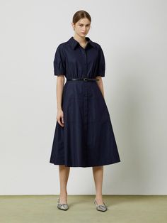 Composition : Shell: 71% cotton + 29% nylonColor : Indigo_IN1_S(55), Indigo_IN1_M(66)Country of Origin : CHINA Modern A-line Cotton Dress, Classic A-line Cotton Shirt Dress, Modern Cotton A-line Dress, Chic Cotton Dress With Fitted Waist, Chic Cotton Dresses With Fitted Waist, Chic Formal Shirt Dress With Relaxed Fit, Chic Cotton Shirt Dress For Formal Occasions, Modern Fitted Cotton Dresses, Workwear Dresses With Relaxed Fit And Spread Collar