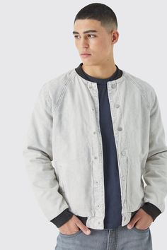 Gray Cotton Outerwear With Relaxed Fit, Gray Everyday Spring Outerwear, Urban Style Washed Denim Jacket, Spring Gray Washed Outerwear, Urban Denim Jacket For Spring Everyday Wear, Gray Cotton Denim Jacket For Streetwear, Gray Relaxed Fit Outerwear For Everyday, Casual Gray Outerwear With Relaxed Fit, Gray Casual Denim Jacket