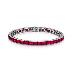 14.00 Carat Burmese Ruby Line Bracelet Ruby Jewelry Bracelets, Red Luxury Tennis Bracelet For Formal Occasions, Luxury Ruby Tennis Bracelet For Formal Occasions, Dr Closet, Burmese Ruby, Ruby Bracelet, French Cut, Step Cut, Dream Holiday