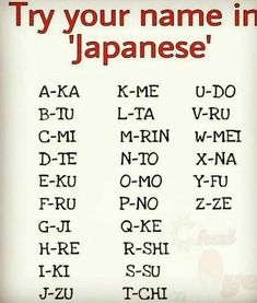 Just 4 fun Your Name In Japanese, Name In Japanese, Bahasa Jepun, Basic Japanese, Materi Bahasa Jepang, Sign Language Words, Basic Japanese Words, Exam Quotes