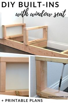 three different views of an unfinished shelf with the bottom section cut out and the bottom section closed