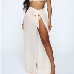 Nude Mesh. Soft. Side Tie Elegant Cream Bottoms For Beach, Elegant Cream Beach Bottoms, Cream Swimsuit, Bridal Swimsuit, Jumpsuit Coverup, Swimsuit Coverups, Fashion Nova Jumpsuit, Beach Kimono, Floral Bodysuit