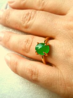 14K Gold Ring-Emerald Ring-Jade Ring-Gold Ring-14K Gold | Etsy Handmade Green Promise Ring, Handmade Green Crystal Promise Ring, Green Solitaire Crystal Ring, Handmade Green Crystal Ring, Green Crystal Round Ring As Gift, Handmade Green Crystal Anniversary Ring, Green Crystal Round Ring Gift, Green Crystal Round Ring For Gift, Green Crystal Ring Gift