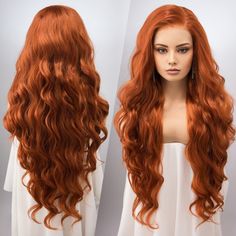 * Color: Ginger Red * Texture: Wavy * Wig Type: Lace Front Wig * Length: About 28" * Cap Size: 21"-22.5" * Parting: 13" X 6" Lace Free Part to Any Direction * Material: Heat Resistant Fiber * Lace Type: Swiss Lace * Combs: 3 Combs Experience the ethereal allure of the Ginger Red Lace Front Wig, blending seamlessly into ginger red hues. At a majestic 32" in length, the wavy texture flows like a shimmering cascade, reminiscent of moonlit waves. The 13" X 6" lace free part gives you the freedom to Ginger Hair Wig, Red Hair Wig, Ariel Wig, Instant Pots, Ginger Wig, Orange Wig, Red Texture, Ginger Red, Top Wig