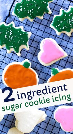 two ingredient sugar cookie icing on a cooling rack