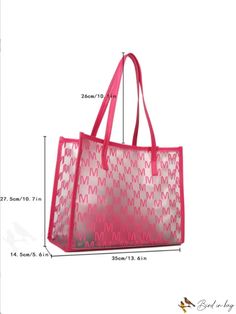 BirdinBag - Neon Pink Graphic Shoulder Tote Bag: Stylish and Functional with Inner Pouch Casual Rectangular Pouch For Errands, Pink Square Pouch For Daily Use, Large Capacity Pouch Beach Bag, Pink Large Capacity Pouch For Everyday Use, Pink Large Capacity Pouch For Daily Use, Large Capacity Pink Pouch For Everyday Use, Large Capacity Pink Pouch For Daily Use, Trendy Cosmetic Bag With Removable Pouch For Errands, Large Capacity Tote Pouch For Shopping