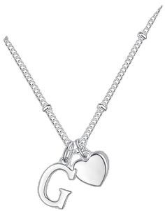 Silver Name Necklace With Clavicle Chain For Birthday, Silver Charm Necklace For Birthday, Heart-shaped Charm Necklaces For Birthdays, Silver Charm Necklaces With Adjustable Chain For Birthday, Silver Heart Initial Necklace For Valentine's Day, Silver Heart Necklace With Adjustable Chain For Mother's Day, Heart-shaped Name Necklace For Birthday, Heart Shaped Name Necklace For Birthday, Valentine's Day Necklace With Initial Pendant