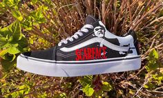 These are custom Tony Montana Scarface Inspired Vans.  Items may vary slightly as each pair is handmade with love ❤️  *Item may be changed to an equivalent size such as boys/mens, depending on inventory. Please refer to sizing chart for reference. ❤️ *I do not offer returns or exchanges on custom items because each one is made specially for you ❤️ *if there is a shoe default, whether from myself or after purchase, I do offer free fixes on any custom item❤️ -I strive for the best customer service Tie Sneakers, Tony Montana, Good Customer Service, Tie Shoes, Vans Old Skool Sneaker, Custom Shoes, Custom Items, Vans Sneaker, Montana