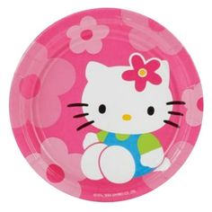 a paper plate with a hello kitty design on it