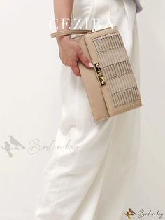 Bird in Bag - Womens Fashionable PU Leather Twist Lock Flap Clutch Handbag with Long Strap Chic Handheld Phone Bag For Office, Beige Box Bag With Phone Pocket For Evening, Beige Box Bag With Mobile Phone Pocket For Evening, Rectangular Satchel For Spring Formal, Rectangular Satchel For Spring Formal Events, Chic Office Clutch With Mobile Phone Bag, Beige Rectangular Evening Bag For Mobile Phone, Spring Formal Rectangular Satchel, Chic Rectangular Clutch With Mobile Phone Bag