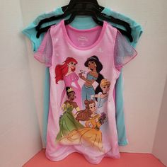 Disney Princess 2 Pack Night Gowns Size 3t Pink, And Green Disney Style Pink Sleepwear For Bedtime, Pink Disney Sleepwear For Bedtime, Pink Cartoon Print Sleepwear For Sleepover, Pink Disney Sleepwear For Pajama Party, Disney Character Print Sleepwear For Bedtime, Pink Disney Character Print Sleepwear, Disney Cartoon Print Sleepwear For Sleepover, Disney Sleepwear With Cartoon Print For Sleepover, Pink Cartoon Print Sleepwear With Short Sleeves