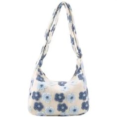 UAKISS - Autumn Winter Flower Lamb Wool Plush Bag Student Large Capacity Tote Bag Shoulder Bag Women Bag Crossbody Bags for Women size:31*32*23 Trendy Blue Satchel Canvas Bag, Trendy Flower-shaped Shoulder Bag For Spring, Casual Blue Handheld Satchel, Everyday Use Handheld Blue Canvas Bag, Blue Large Capacity Crossbody Canvas Bag, Large Capacity Blue Canvas Crossbody Bag, Casual Light Blue Shoulder Bag With Large Capacity, Spring Shoulder Bag With Phone Pocket For Shopping, Spring Shoulder Bag With Mobile Phone Pocket