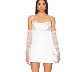 Wore This As My After Party Dress At My Wedding! For Love & Lemons Mini Dress With Bow Detailing In The Back Straps Are Adjustable (You Tie Them Yourself) Comes With The Gloves Size Small *Only Worn Once! White Satin Mini Dress With Sweetheart Neckline, Fitted Satin Mini Dress For Wedding Night, Glamorous Wedding Mini Dress With Sweetheart Neckline, Glamorous Satin Mini Dress For Wedding, Glamorous Fitted Dress For Wedding Night, White Mini Dress With Sweetheart Neckline For Wedding Night, Fitted Mini Dress For Wedding Night, Glamorous Fitted Bodice Dress For Wedding Night, White Fitted Mini Dress For Wedding Night